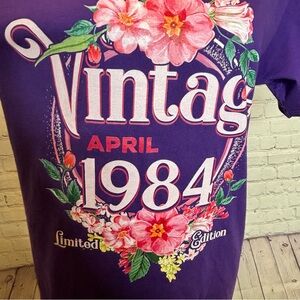 Vintage April 1984 Limited Edition Purple Birthday T-Shirt Port & Co. Sz M NWOT